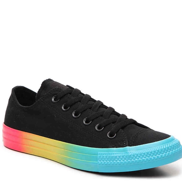 black converse with rainbow soles